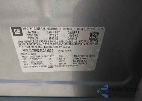 2018 GMC Terrain Sle z USA, uszkodzony, nr VIN 3GKALTEV2JL241570